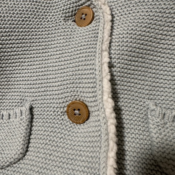 Carter's light Blue and Cream Knitted Baby Jacket with Hood and Ears Sz 9m - Picture 2 of 10